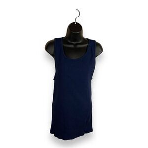 XL VINTAGE 90’s FRUIT OF THE LOOM WOMENS BLUE RIBBED FITTED TANK